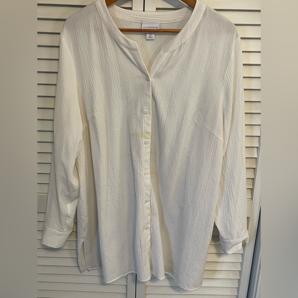 Liz Claiborne Long Sleeve Blouse - Cream Size OX